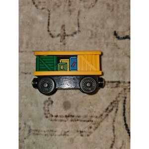 Thomas & Friends Wooden Railway Box Car from 2003, featuring a sliding door